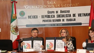 越南与墨西哥议会合作议程签字仪式。（图片来源：越通社）