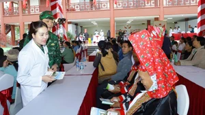 越中两国军医开展边境联合义诊活动。