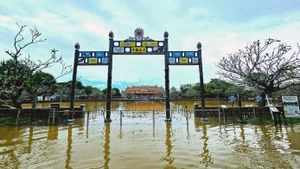 顺化大内被洪水淹没。（图片来源：前锋报网）