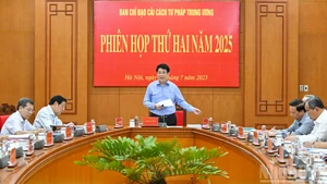 越南国家主席、越共中央司法改革指导委员会主任梁强主持会议。