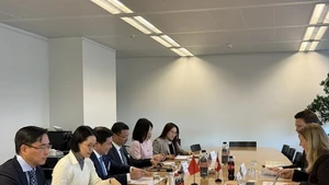 越南代表团和瑞士代表开展越南与欧洲自由贸易联盟（EFTA）第十九轮自由贸易协定谈判。（图片来源：越通社）