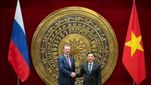 越南国会副主席阮克定在国会大厦与俄罗斯联邦委员会第一副主席安德烈·亚茨金举行会谈。