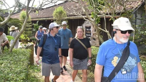 外国游客参观东和协古村。