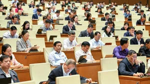 国会代表出席第十五届国会第十次会议。（维灵 摄）