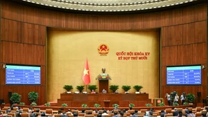 越南第十五届国会第十次会议场景。（图片来源：越通社）