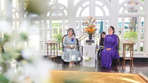 越南国会主席夫人和韩国国会议长夫人申庆惠欣赏越南民间文化【组图】