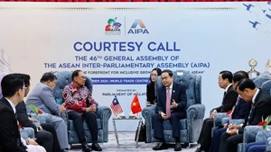 越南国会主席陈青敏会见马来西亚总理安瓦尔·易卜拉欣。