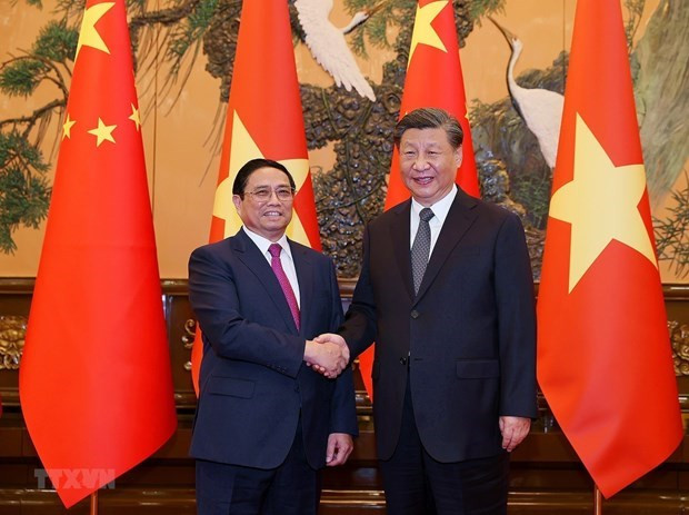越南政府总理范明正会见中共中央总书记、中国国家主席习近平。 越南政府总理范明正会见中共中央总书记、中国国家主席习近平。