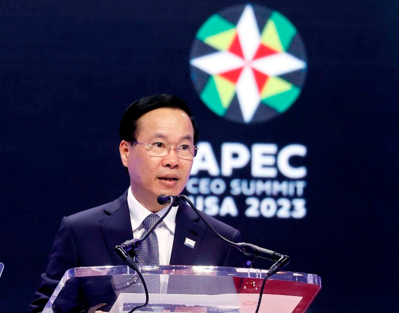 越南国家主席武文赏在APEC工商领导人峰会上发表讲话。 越南国家主席武文赏在APEC工商领导人峰会上发表讲话。