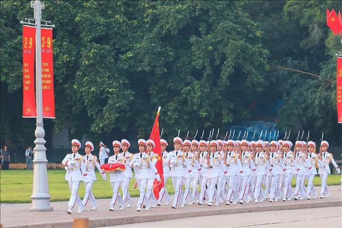 仪仗队准备进行升旗仪式。