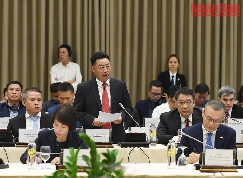 2号Lilama学校校长阮庆强在会上发表讲话。