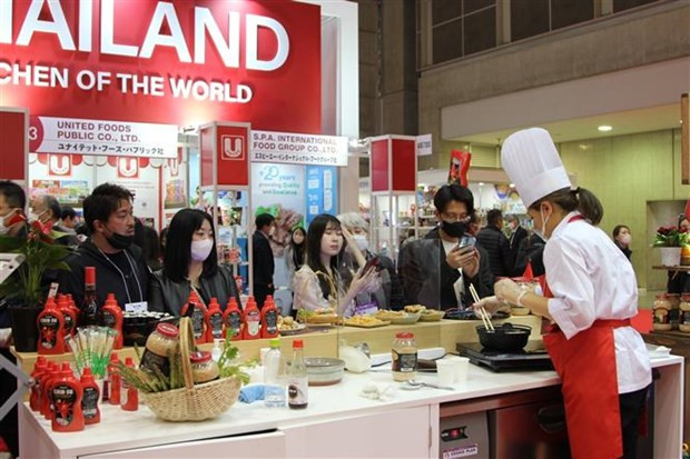 国际游客参观越南展位。