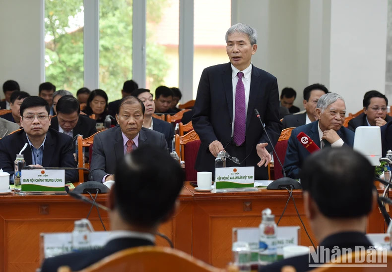 越南木材与林产协会领导代表在会上发表讲话。