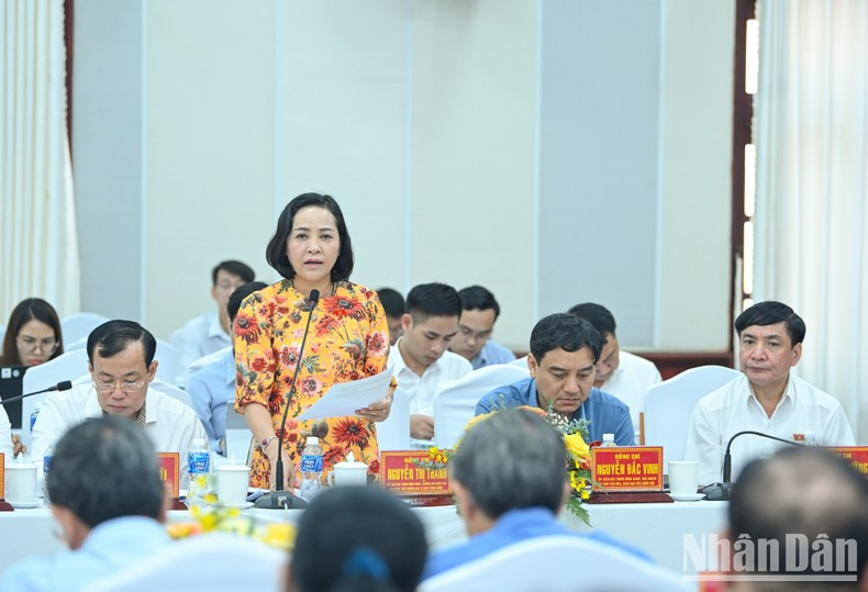 国会代表工作委员会主任阮氏青在会上发表讲话。