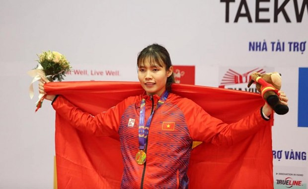 越南运动员薄氏谦在跆拳道项目上夺得铜牌。