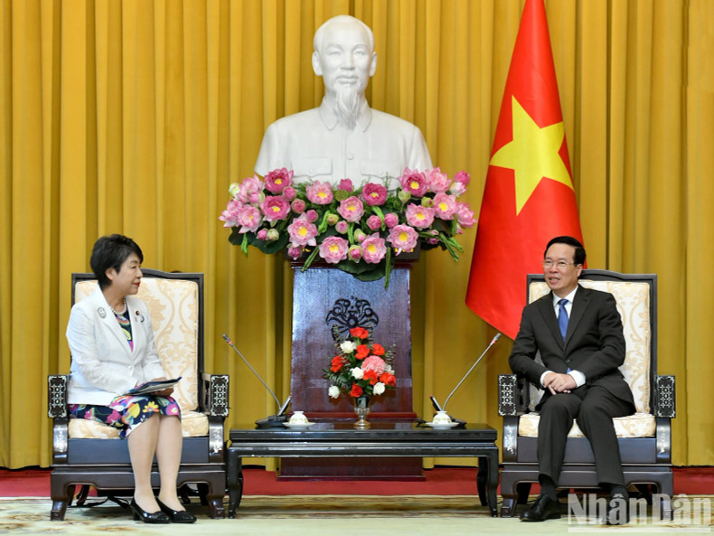 越南国家主席武文赏会见日本外务大臣上川阳子。 越南国家主席武文赏会见日本外务大臣上川阳子。