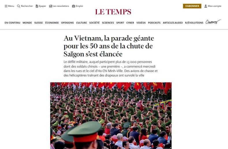 瑞士法语报纸《Le Temps》当天发表了文章,报道了4月30日大捷纪念活动。 瑞士法语报纸《Le Temps》当天发表了文章,报道了4月30日大捷纪念活动。