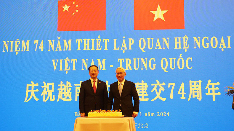 中国外交部副部长马朝旭和越南驻华大使范星梅。（杜有兴 摄）