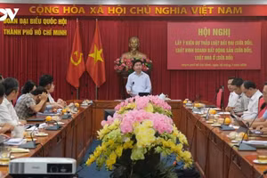 胡志明市国会代表团于7月30日举行的《土地法（修正案）》、《房地产经营法（修正案）》、《住房法（修正案）》草案意见征求会议。（图片来源：vov.vn）