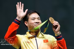 2016年里约奥运会越南射击运动员黄春荣夺金并打破奥运纪录。（图片来源：越通社）