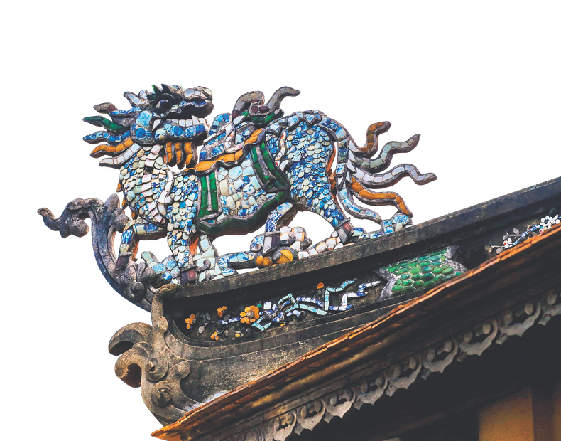 顺化皇城四方无事亭屋顶上的龙马形象。