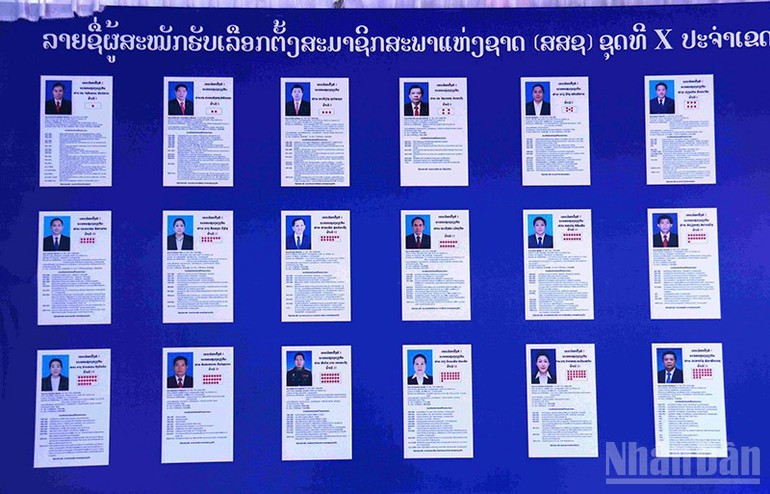 万象首都第1投票站公布的候选人信息。