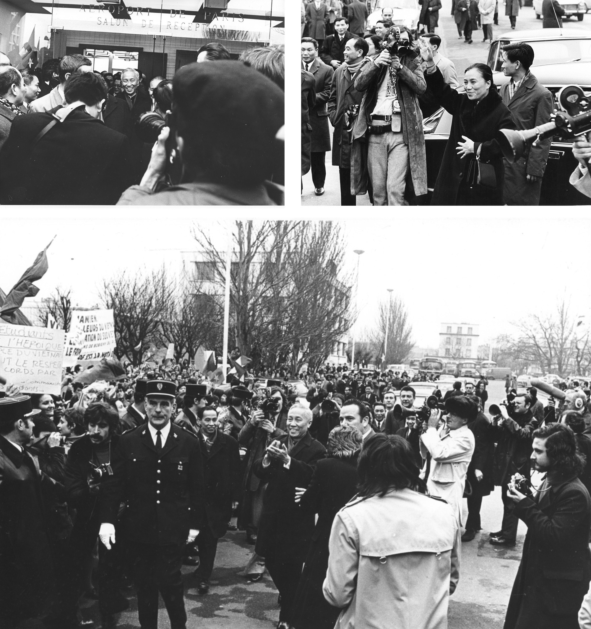 1973年1月26日,旅外越南人和法国朋友欢迎两个越南代表团前往巴黎签署《巴黎协定》。 1973年1月26日,旅外越南人和法国朋友欢迎两个越南代表团前往巴黎签署《巴黎协定》。