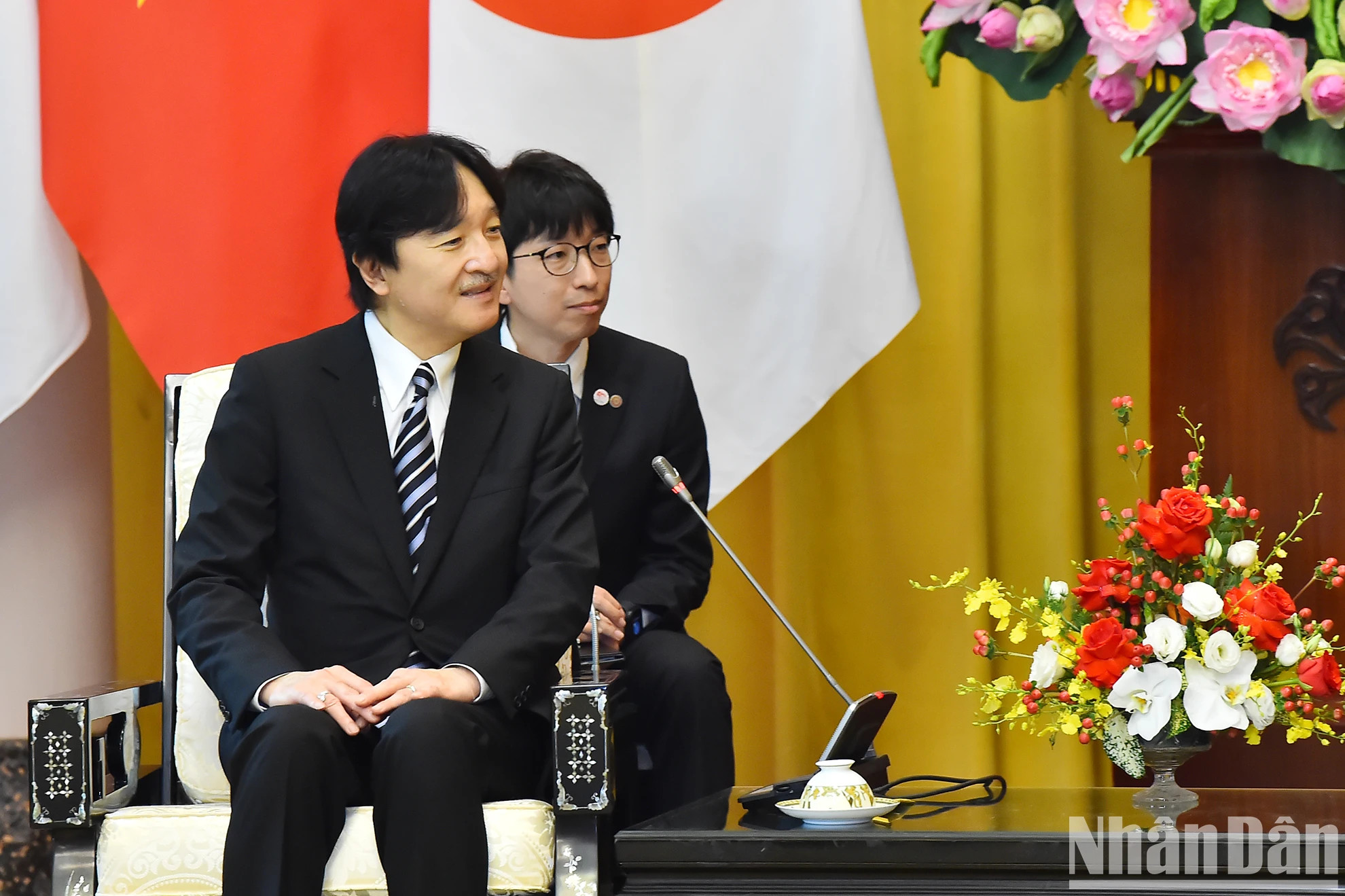 日本皇嗣秋筱宫文仁亲王在会谈上发表讲话。 日本皇嗣秋筱宫文仁亲王在会谈上发表讲话。