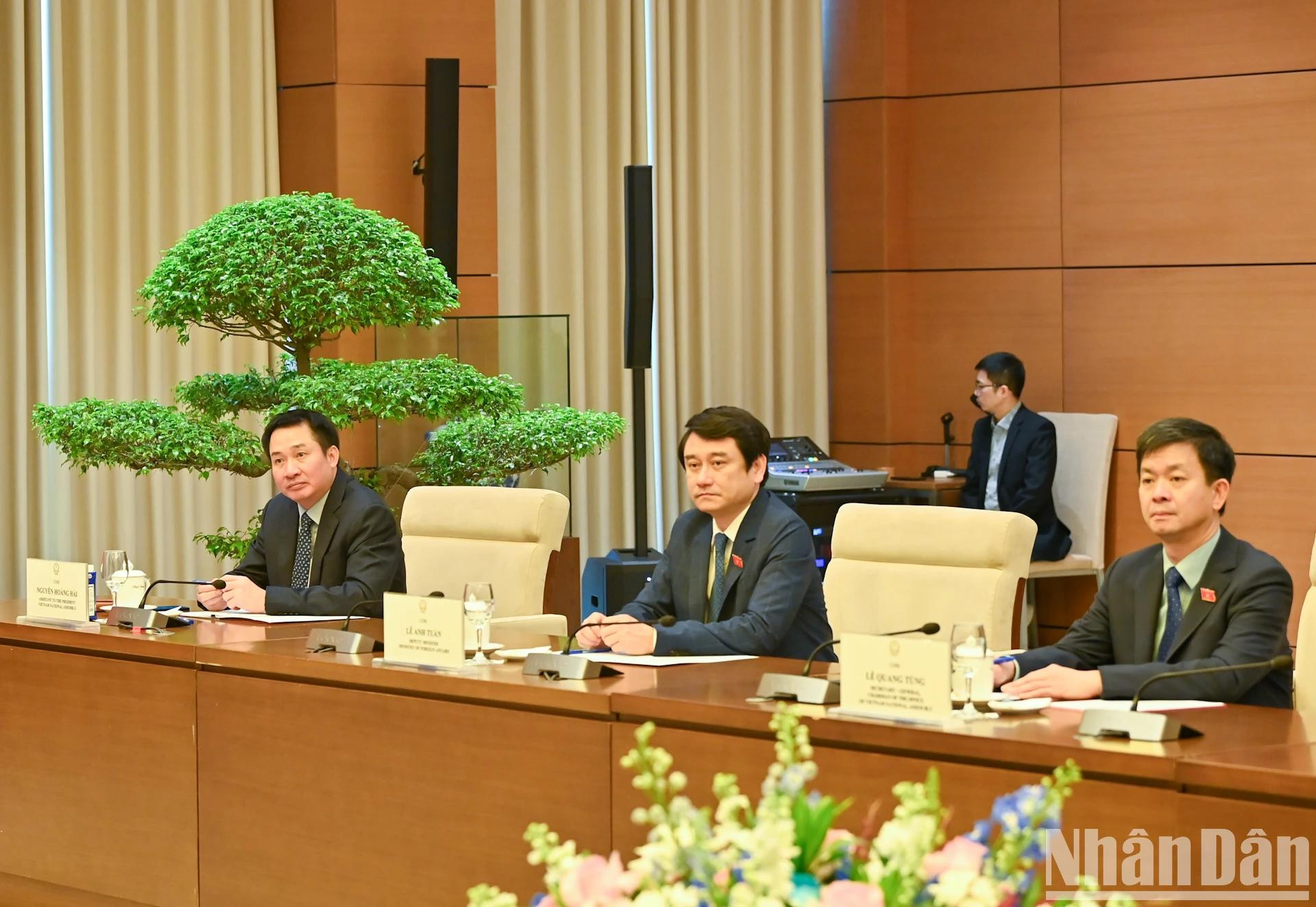 越方代表出席会见活动。