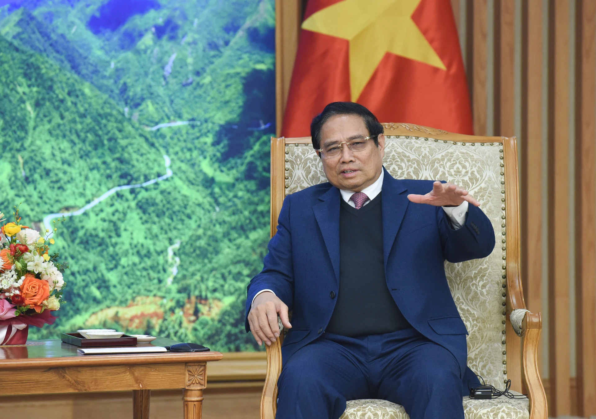 范明正总理会见时发表讲话。