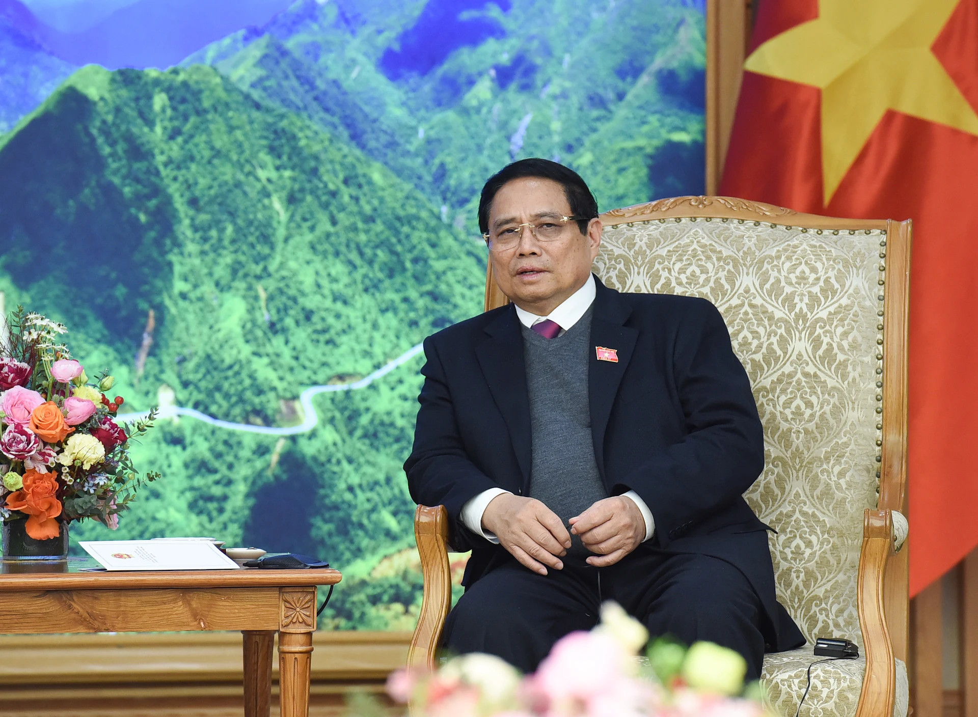 政府总理范明正会见古巴外交部长罗德里格斯时发表讲话。