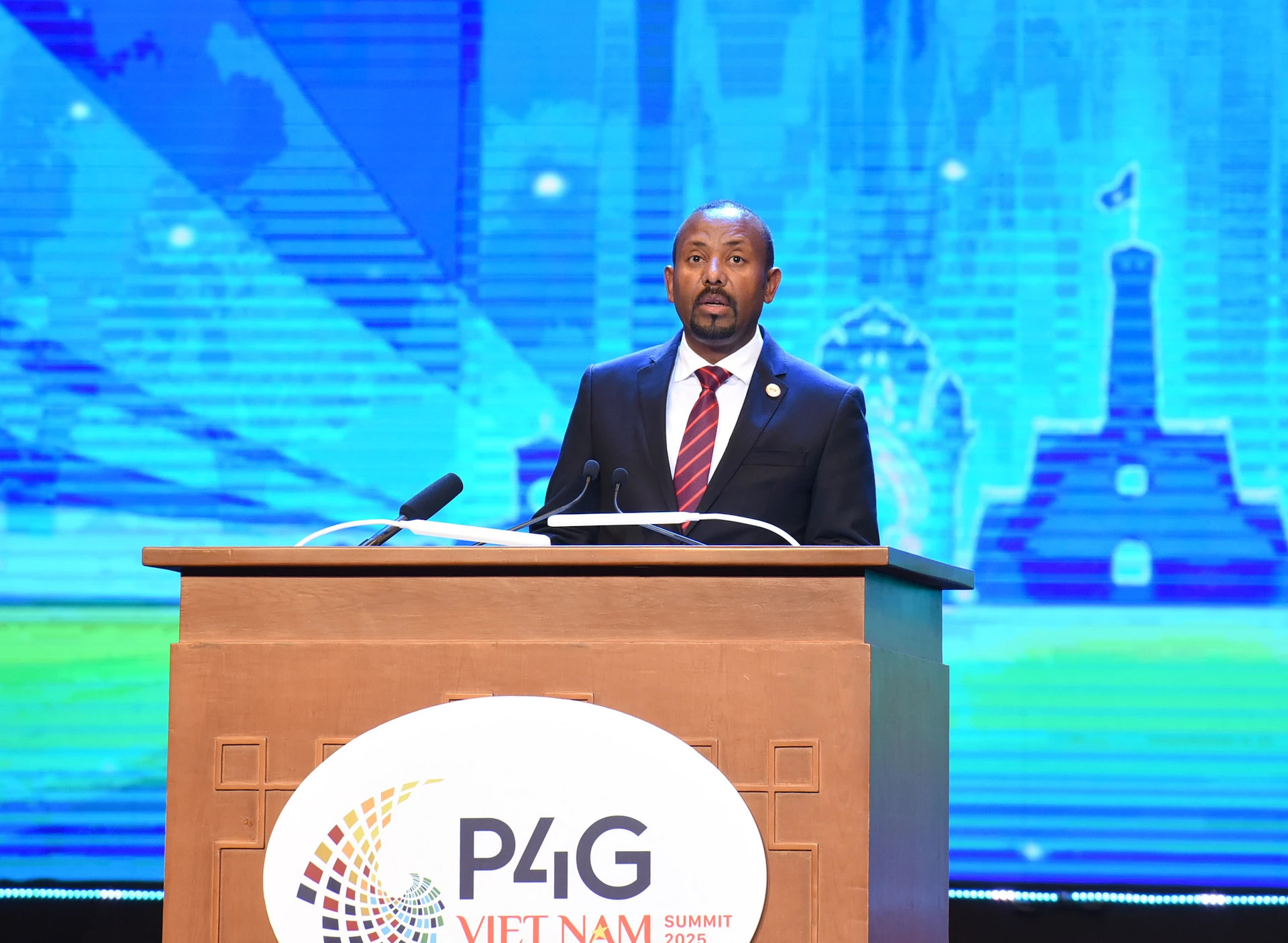 埃塞俄比亚联邦民主共和国总理阿比·艾哈迈德·阿里在开幕式上发表讲话。