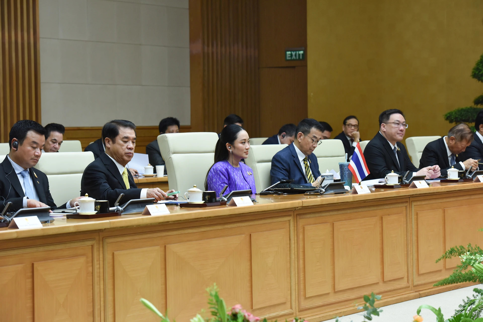 泰国总理佩通坦·西那瓦和泰方代表团成员。