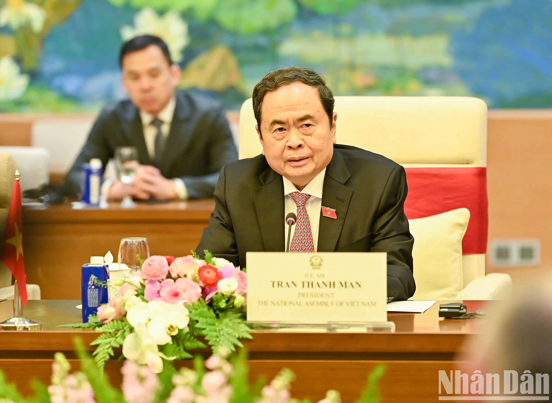 国会主席陈青敏在会见时发表讲话。 国会主席陈青敏在会见时发表讲话。