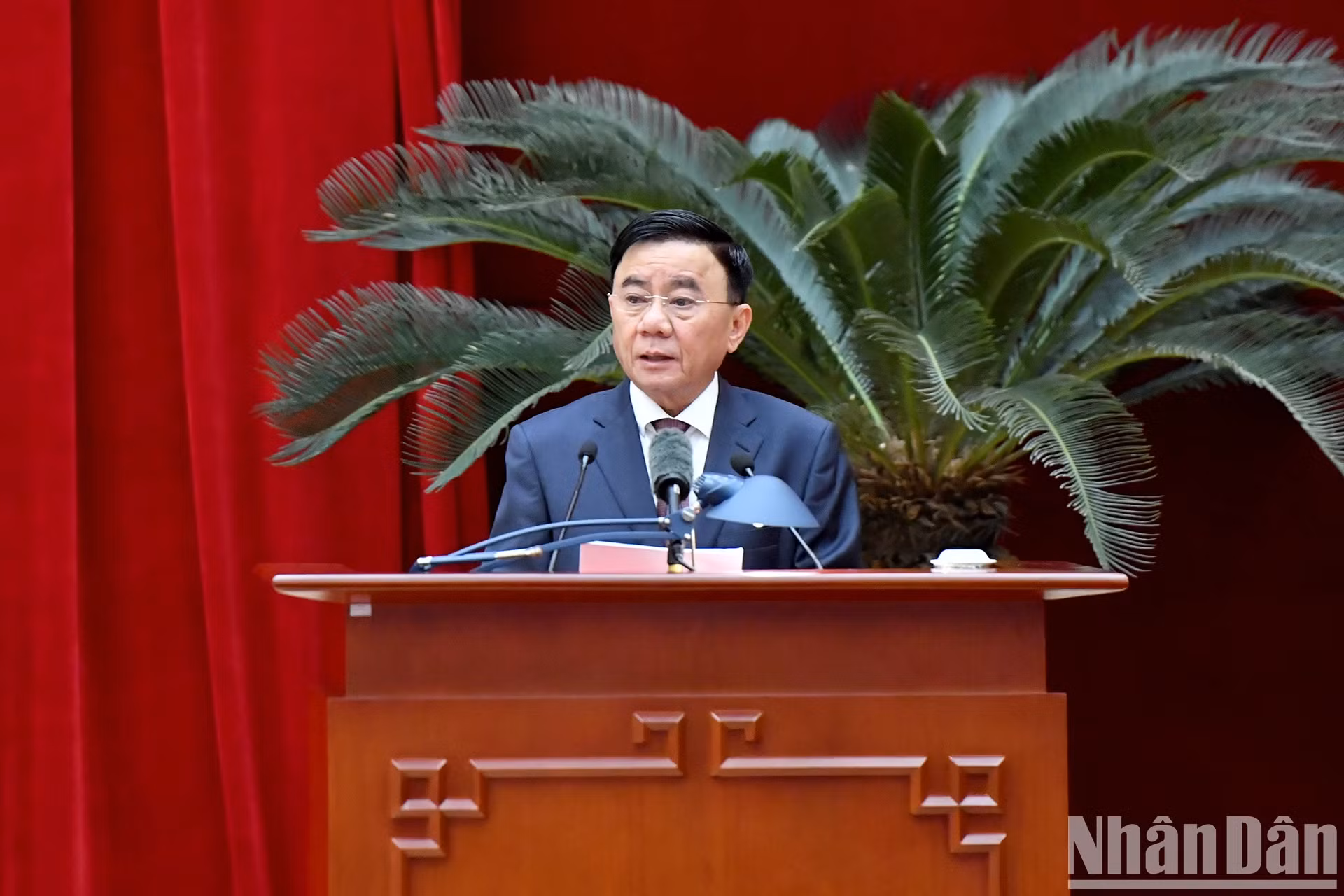 越共中央政治局委员、中央书记处常务书记、中央检查委员会主任陈锦绣在会上发表讲话。