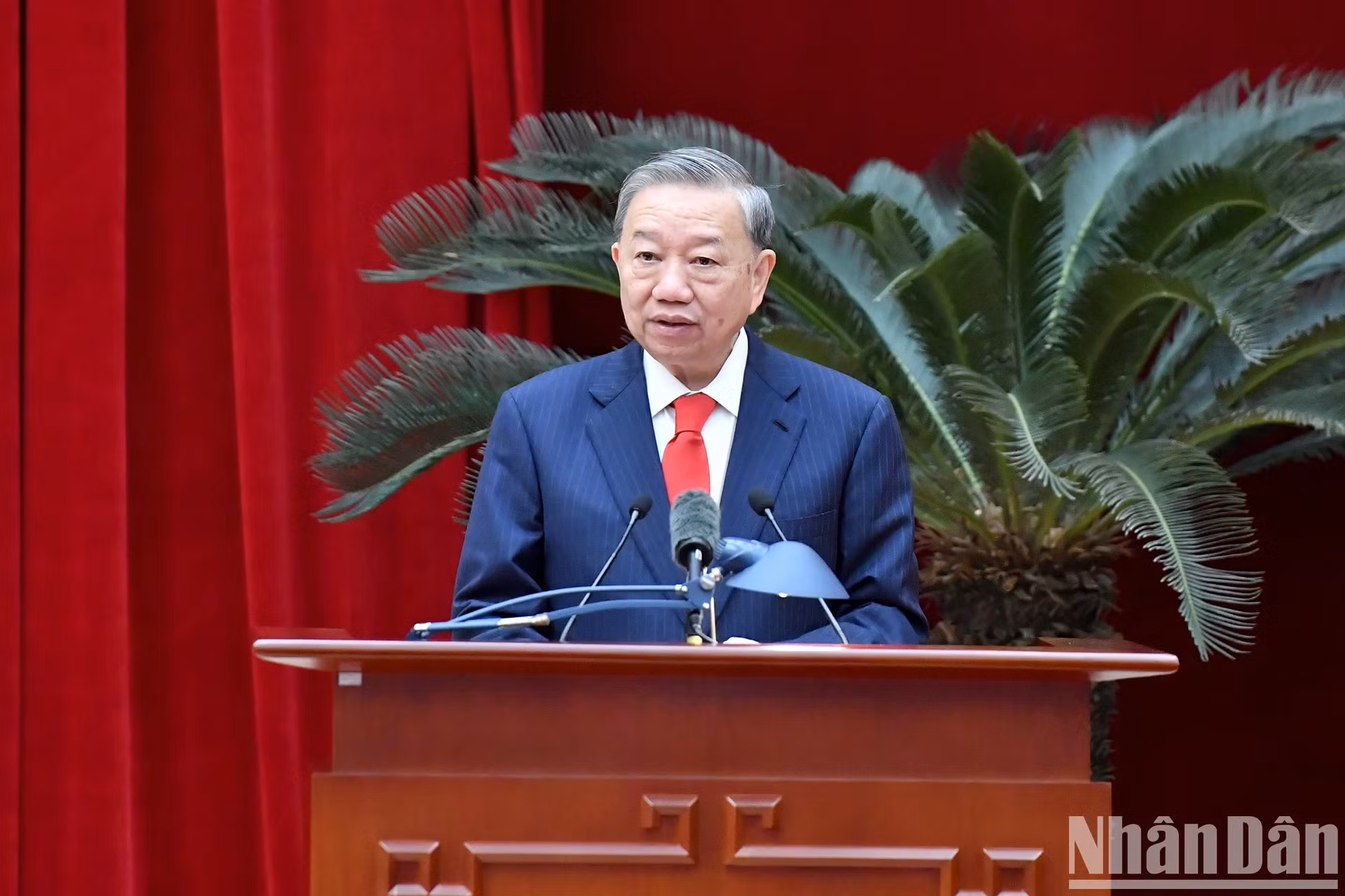 越共中央总书记苏林在会上发表讲话。