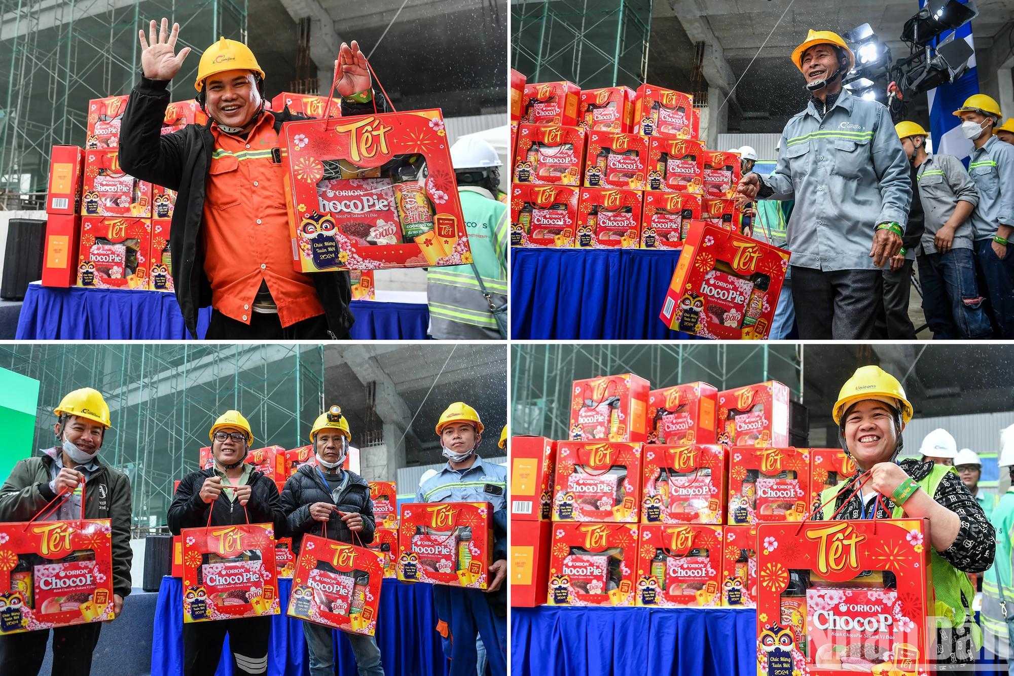 工人们收到富有意义的春节礼物时感到高兴。 对于他们来说，春节即将来临了。