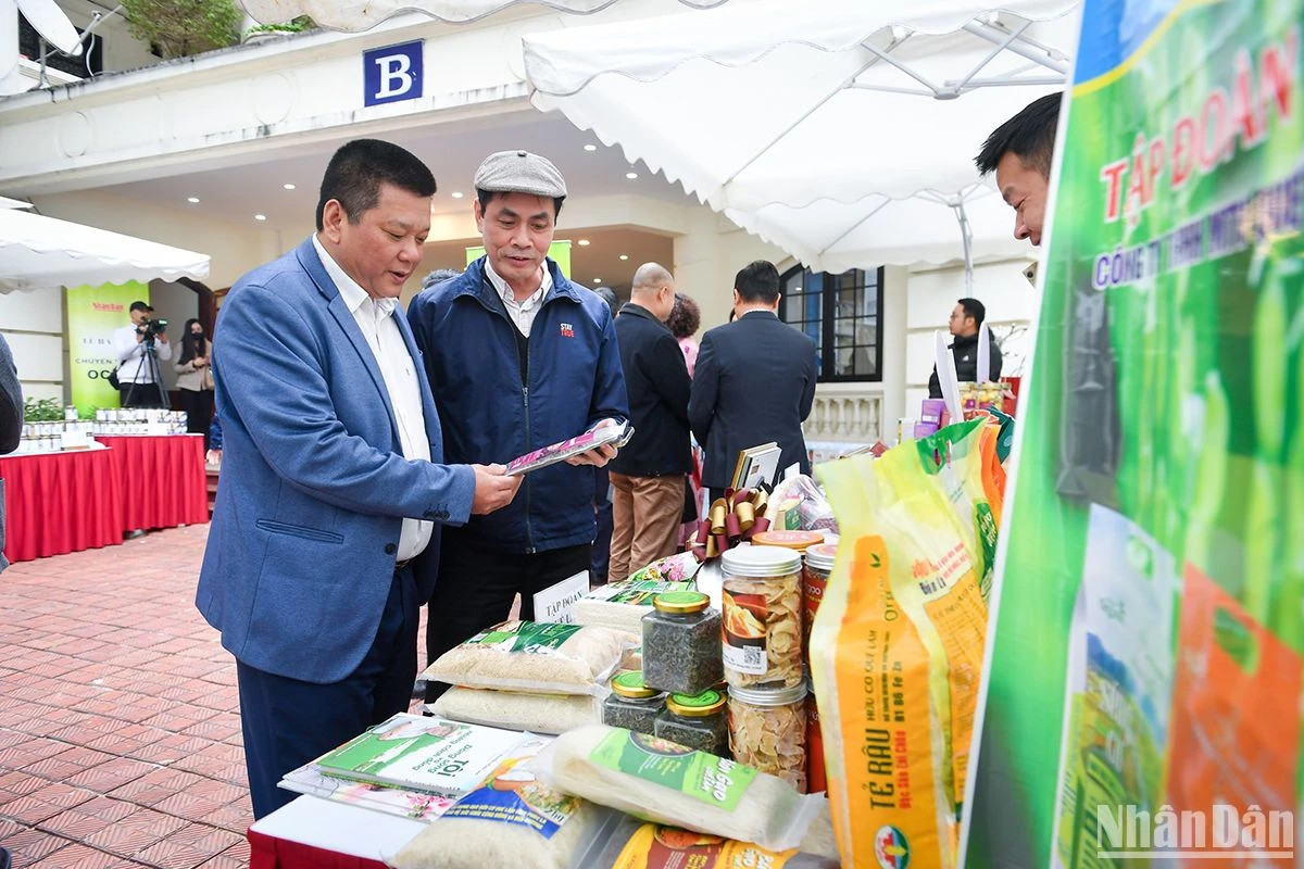 各位代表参观一乡一品产品展位并品尝产品。