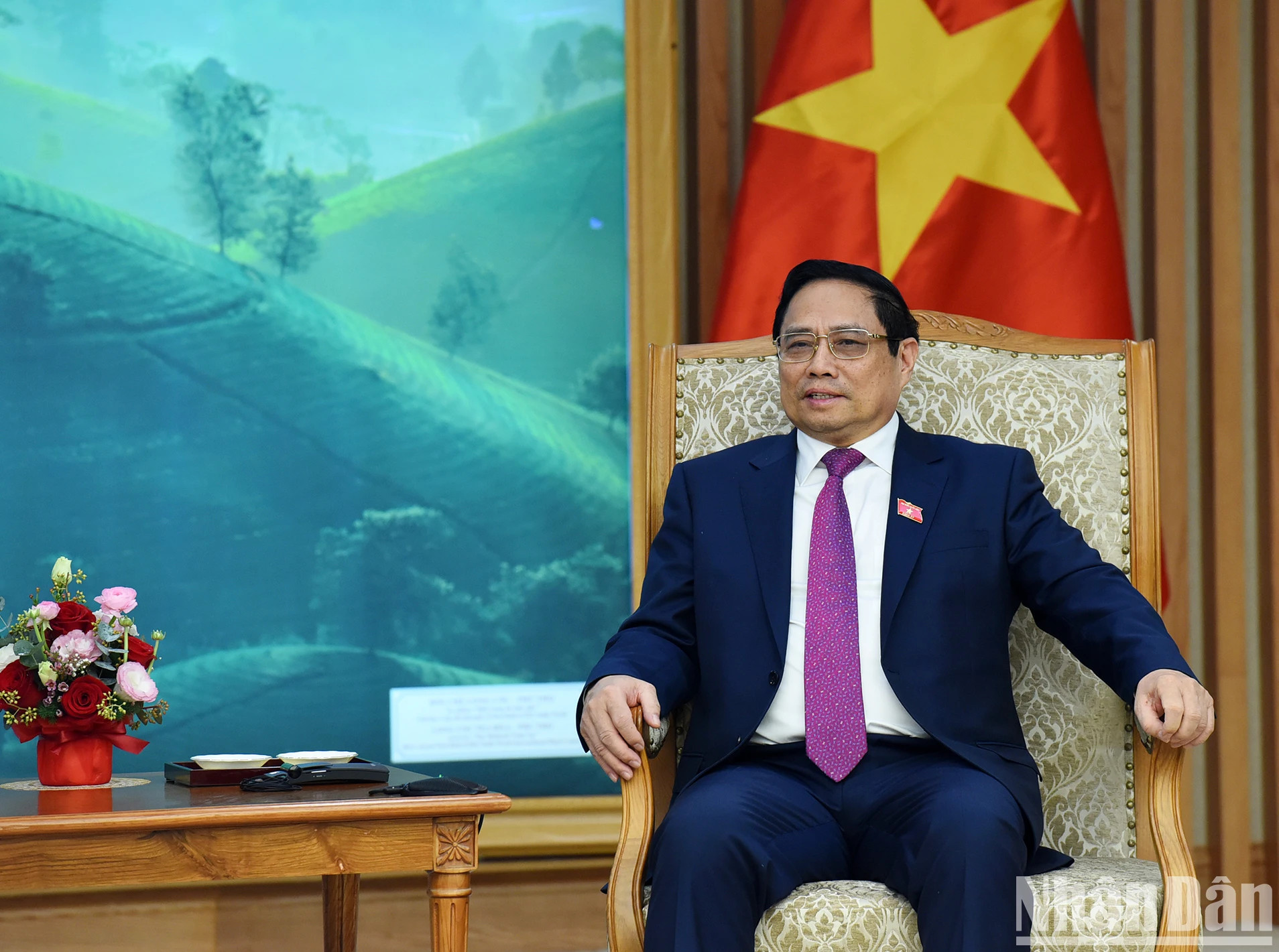 范明正总理在会见时发表讲话。（陈海 摄）