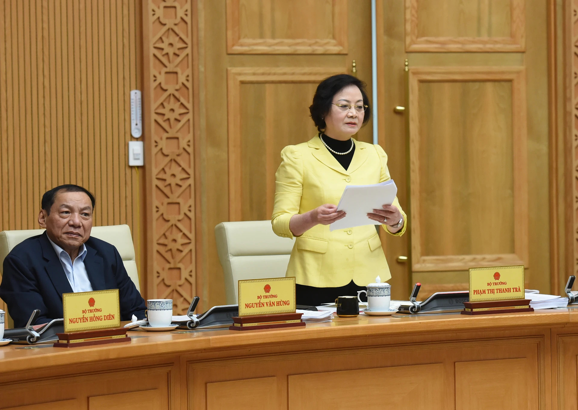 内务部部长范氏青茶在会上发表讲话。