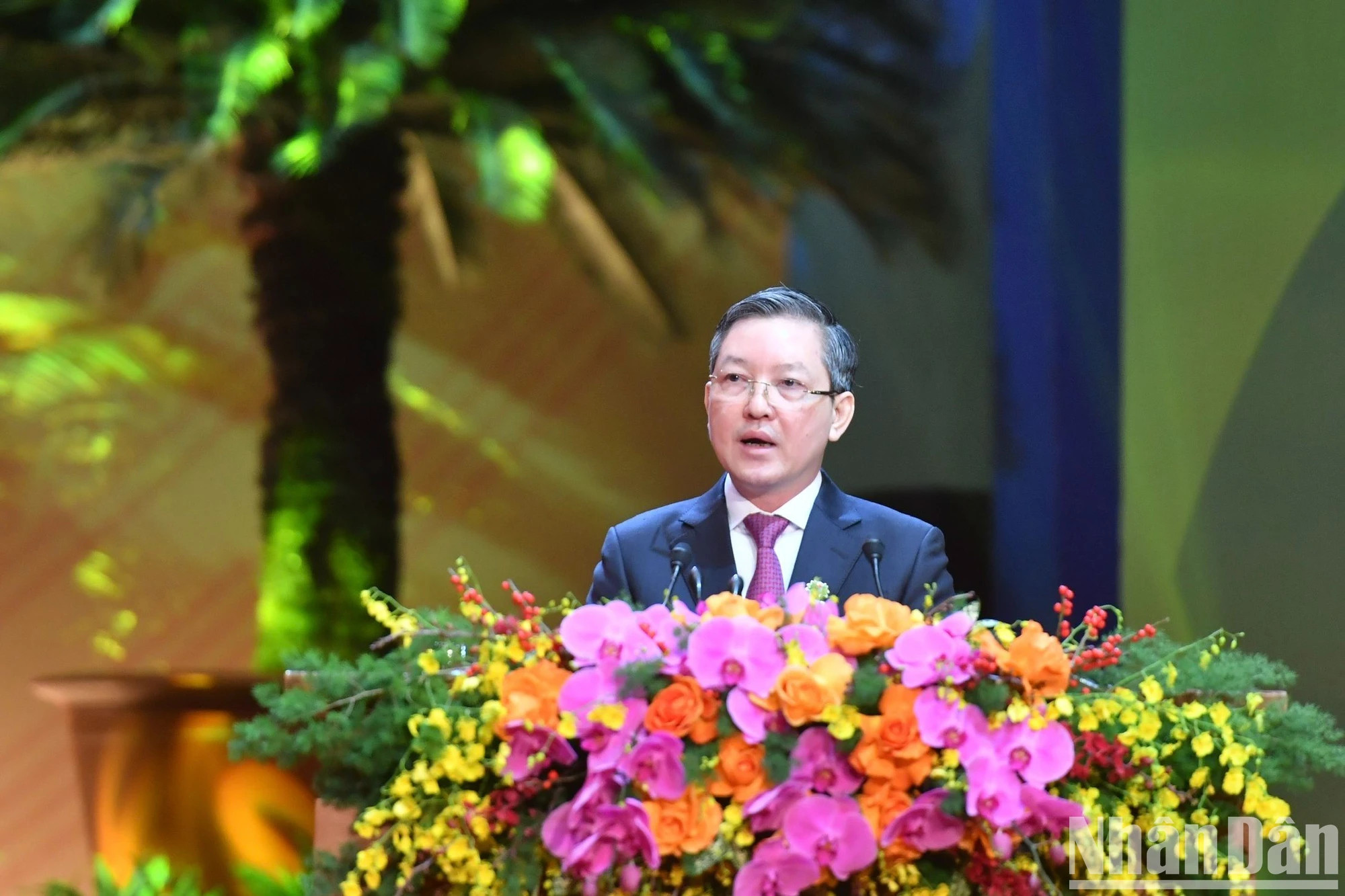 越南农民协会主席梁国团在大会上致辞。 越南农民协会主席梁国团在大会上致辞。