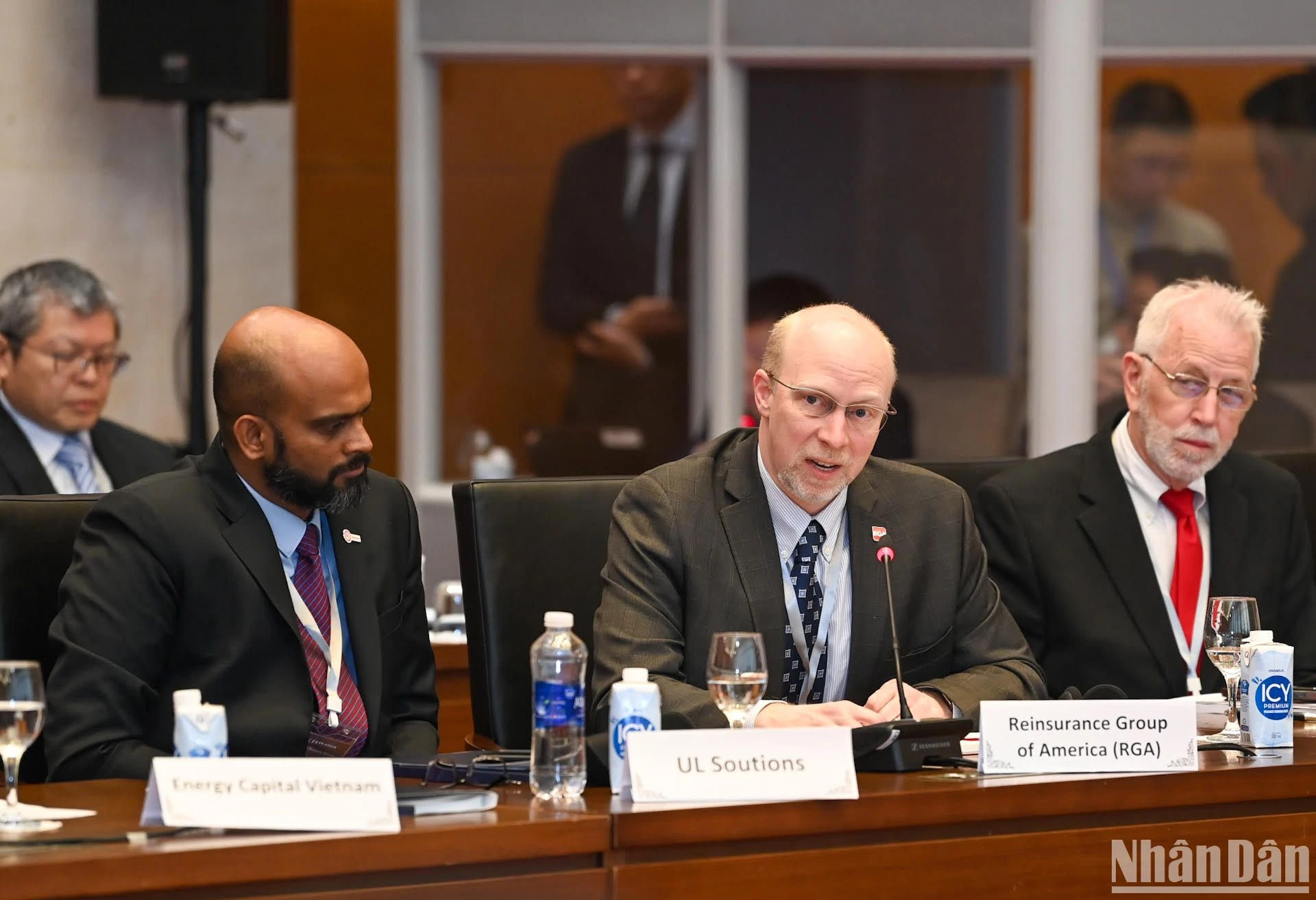 美国再保险集团（RGA）代表在会上发言。