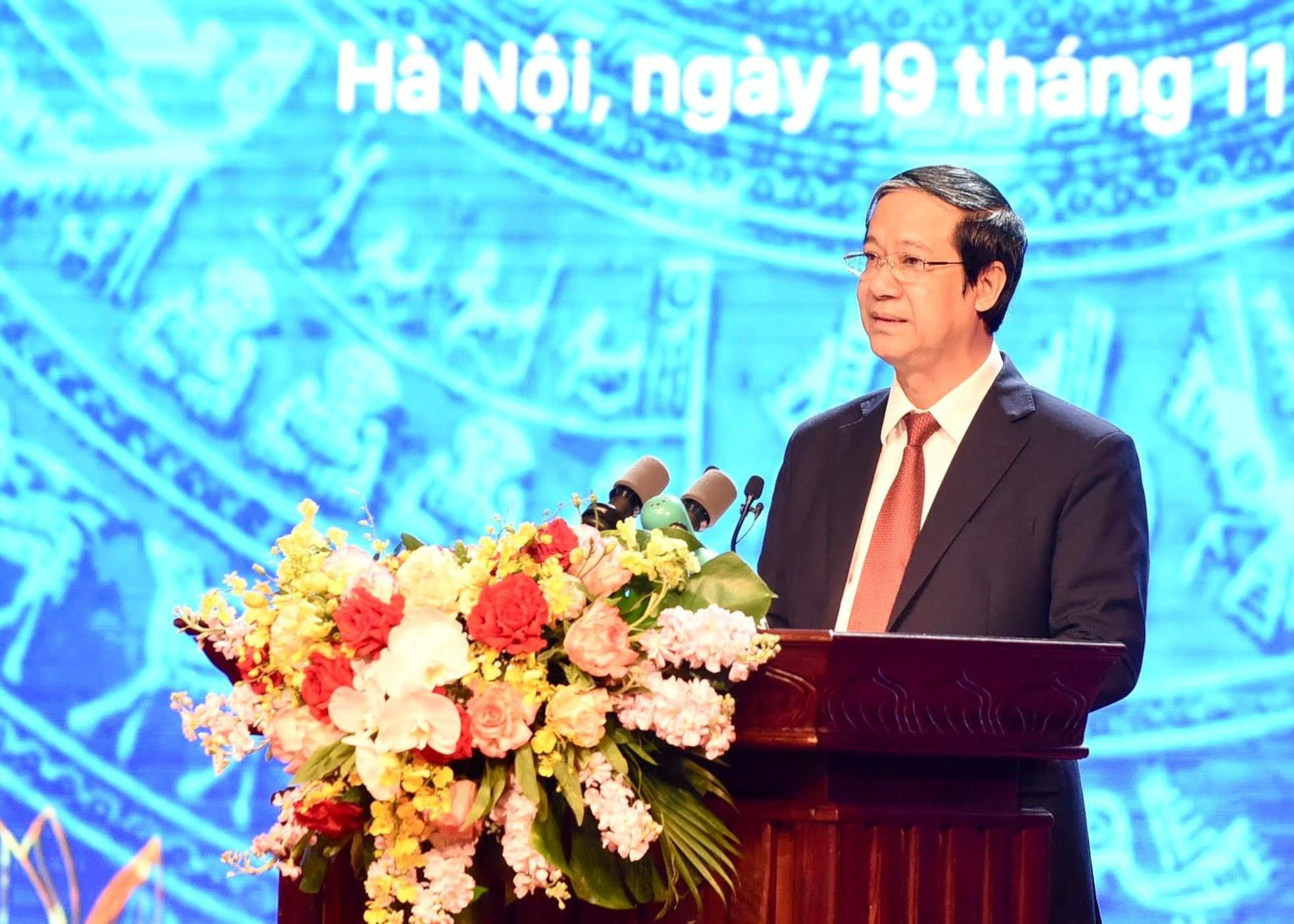 越南教育培训部部长阮金山致辞。 越南教育培训部部长阮金山致辞。