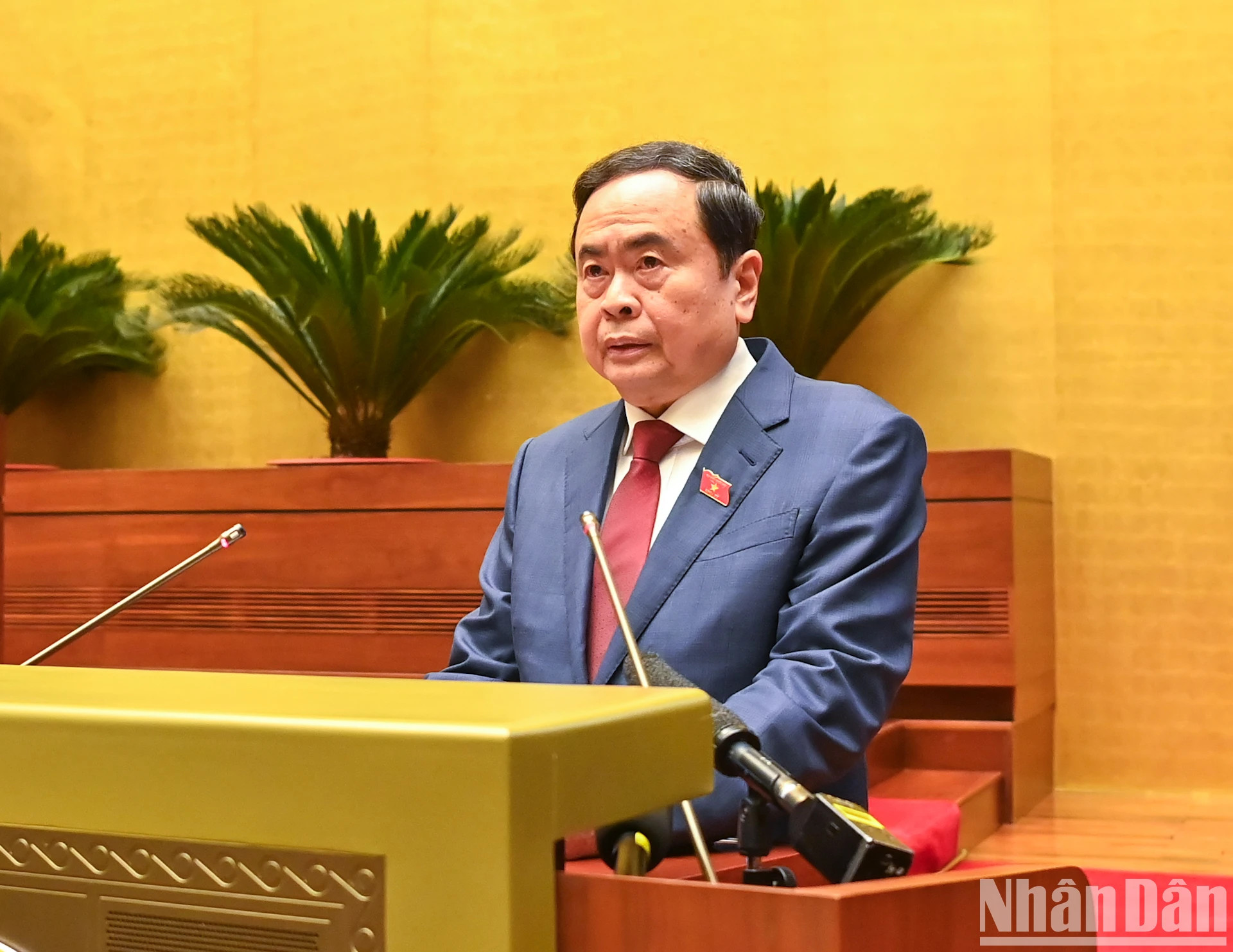 越南国会主席陈青敏在开幕式上致开幕词。 越南国会主席陈青敏在开幕式上致开幕词。