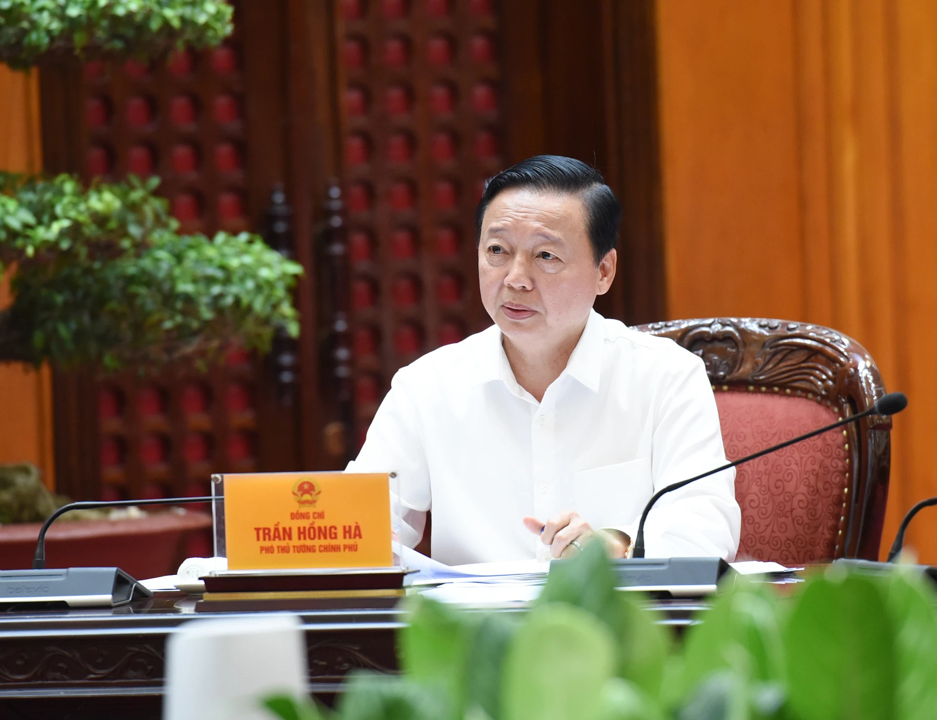 政府副总理陈红河发表讲话。