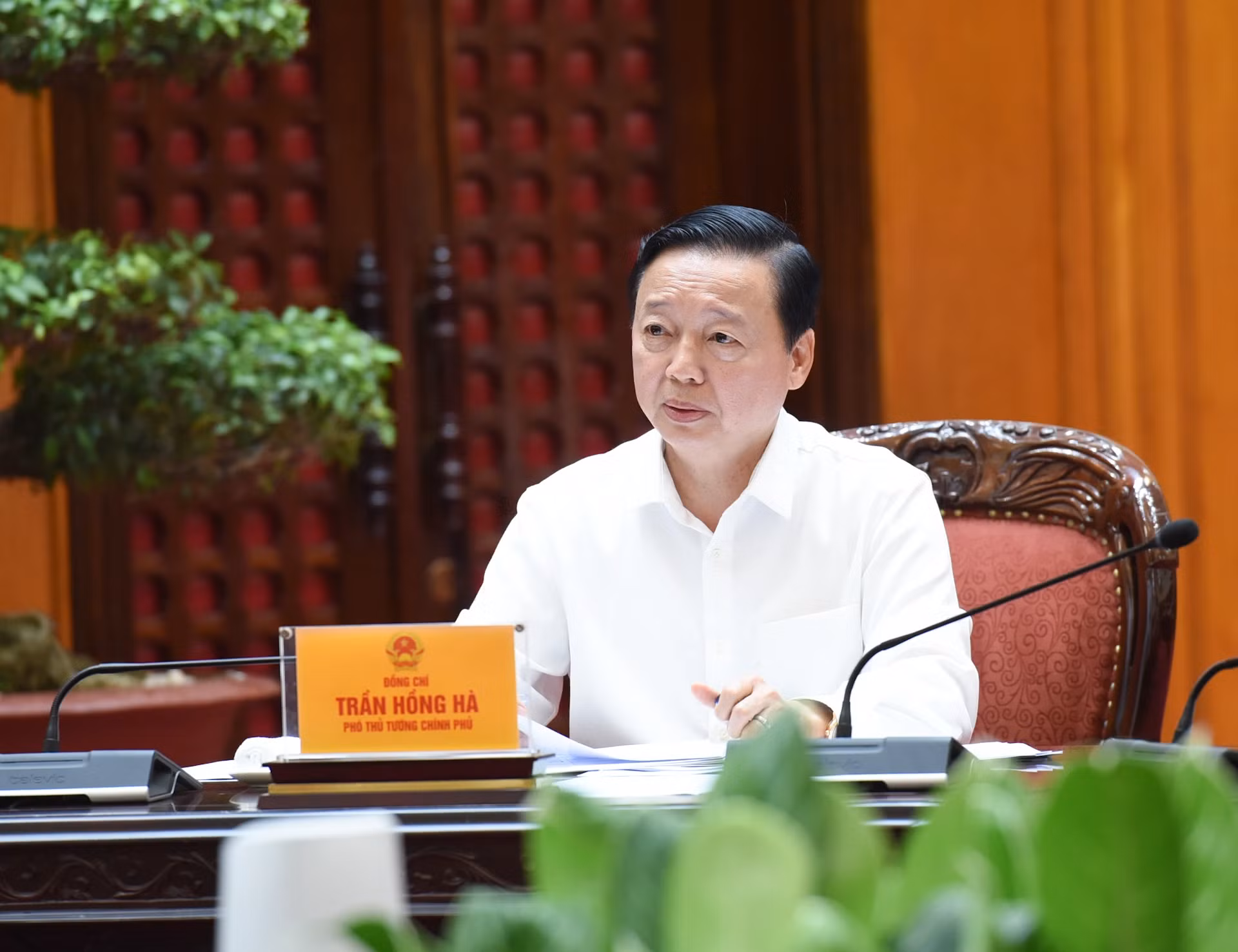 政府副总理陈红河发表讲话。