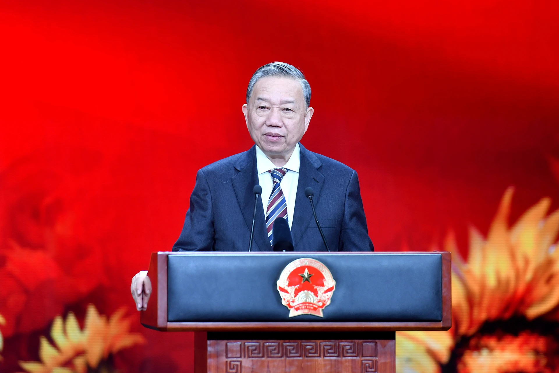 苏林总书记在表彰大会上发表讲话。 苏林总书记在表彰大会上发表讲话。