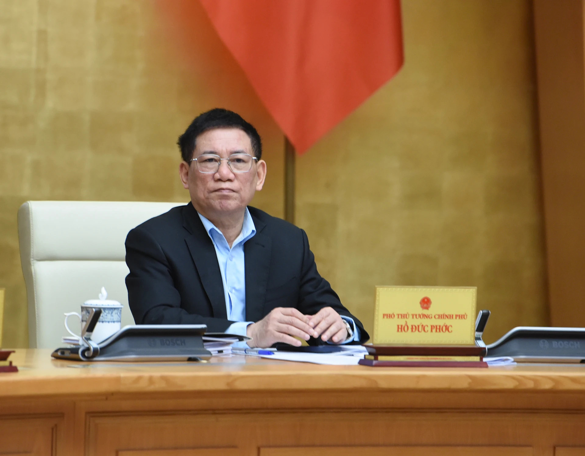 越南政府副总理胡德福在会上发表讲话。