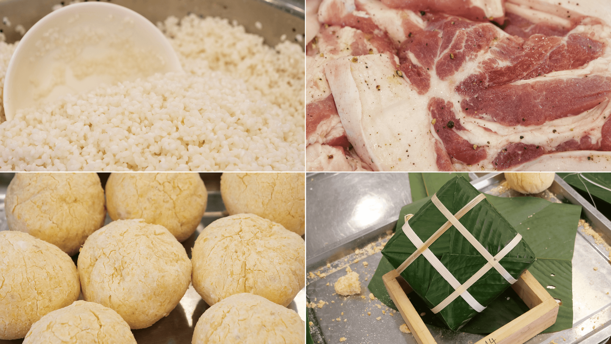 粽子的原材料为糯米、猪肉、绿豆。