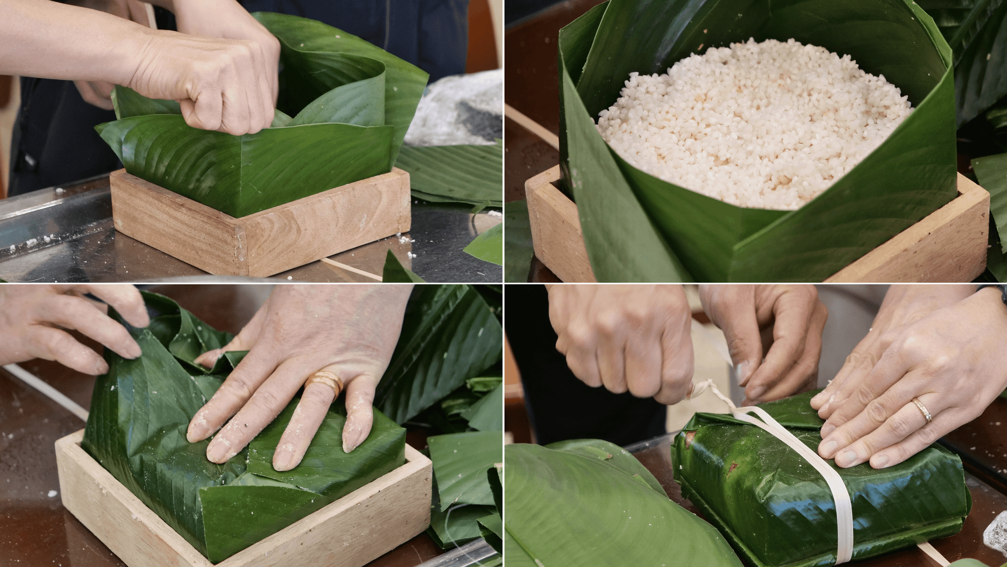 包粽子的动作很娴熟。